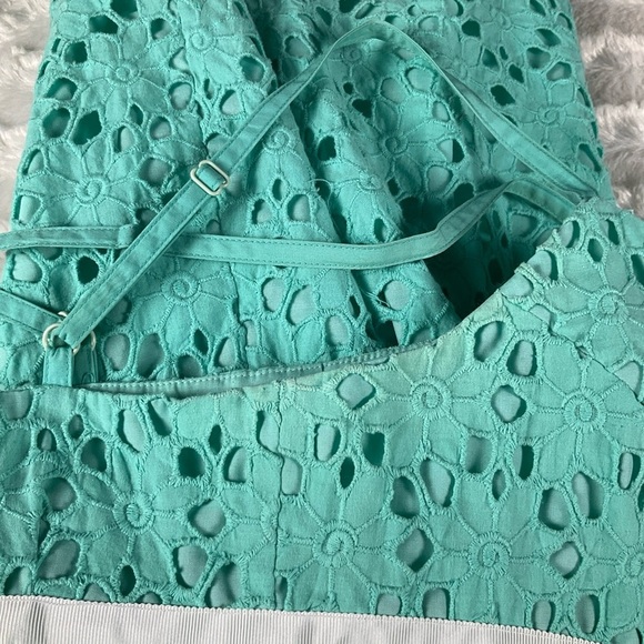Lilly Pulitzer Size 0 Eyelet Layered Vintage Teal Green Empire  Waist Dress - Picture 14 of 14
